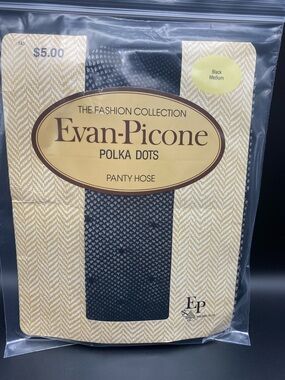 Vintage Evan-Picone Black Polka Dots Medium Panty Hose #145
